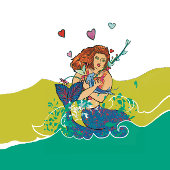 Zeemeermin en Baby Dolfijn Briefkaart