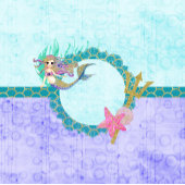 Schattigee Zeemeermin Blauwgroen & Paarse Monogram Ronde Button 5,7 Cm