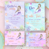 Zeemeermin Meisje Duik in Vijf 5e Verjaardagsfeest Kaart