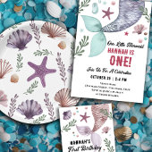 Zeemeermin 1e Verjaardag Zee Paarse Kaart