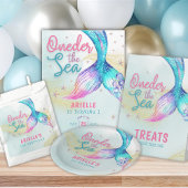 Zeemeerminstaart onder het zee 1e verjaardag ronde sticker