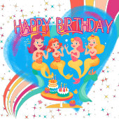 Zeemeermin Happy Birthday Heart Stickers