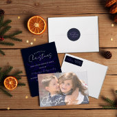 Merrie Kerst Sneeuwvlok Navy Blauwe Etiket
