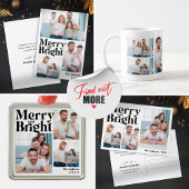 Merry & Bright 3 Familie Fotocollage Kerstmis Vierkante Sticker