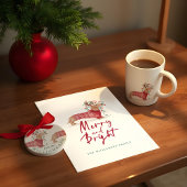 Gezellige gebreide rode trui patroon Monogram Kers Ronde Sticker