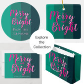 Kerstfeest vrolijk en helder roze en groen spandoek