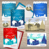 Blauw, Witte Sneeuwvlokken & Rendieren, Bedrijf Lo Kaart