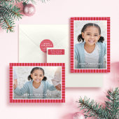 Vrolijk heldere streep roze rood lijst kerstfoto feestdagenkaart