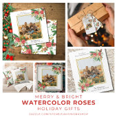 Merry and Bright Watercolor Floral Holiday Party Kaart