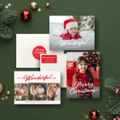 Vrolijk kerstscript twee foto's feestdagenkaart