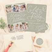 Vrolijk Kerstfeest Kalligrafie Sage Green 6 Foto's Feestdagenkaart