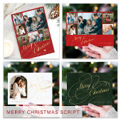 Budget MINI SIZE Merry Kerstgold script Notitiekaartje