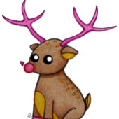 Cute Rendier Met Rode Neus - Vrolijk Kerstfeest Kaart