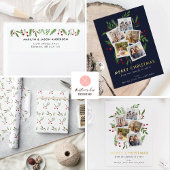 Vrolijk Kerstmis Collage Custom Modern Holly Etiket