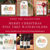 Pine Trees Abstracte Waterverf Vrolijk kerstfeest Feestdagen Kaart