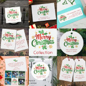 Prettig kerstfeest familie foto collage hulst bes feestdagenkaart