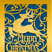 Vrolijk Kerstmis Rendier Silhouetten Sneeuwvlok Feestdagenkaart