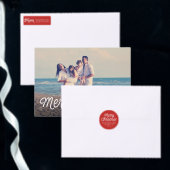 Zware kerstretro navy zes foto-collage all in one uitnodiging