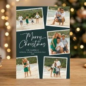 Kerstmis Script Drie Foto Collage Zwart Feestdagenkaart