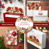 Elegante Poinsettias Vrolijk Kerstfeest Folie Feestdagenkaart