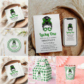 Messy Bun Lucky One 1st Verjaardag Meisje Bedankkaart