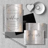 Metallic Geometric Wedding Menu Silver/Black ID648