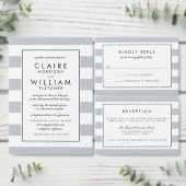 Metro Stripe Receptie Kaart | Koraal en grijs (Personaliseer de collectie van deze zelfstandige maker.)