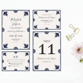 Mexicaanse Blauwe Bloemen Otomi Eenvoudige Fiesta Save The Date