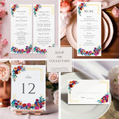 Kleurrijke Mexicaanse Fiesta Floral Wedding Progra Programmakaart