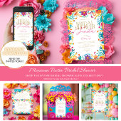 Mexican Fiesta Roze Geel Bloemen Vrijgezellenfeest Bedankkaart