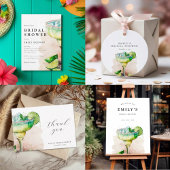 Fiesta Tequila Waterverf Bruidsdouche Uitnodiging