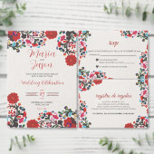 Mexicaanse Bloemen Elegante Kleurrijke Fiesta Huwe Kaart (Personaliseer de collectie van deze zelfstandige maker.)