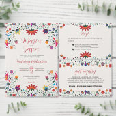 Mexicaanse Folk Art Floral Botanische Fiesta Huwel Kaart (Personaliseer de collectie van deze zelfstandige maker.)