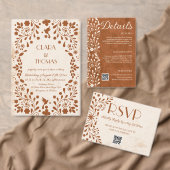 Mexican Fiesta Beige Terracotta Wedding Invitation Kaart (Personaliseer de collectie van deze zelfstandige maker.)
