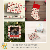 Retro Kerstpatroon Custom Familienaam Groen Theedoek