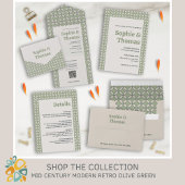 Mid Century Mod Retro Bruiloft Olijf Groene Drinke Reclamebord Met Voetstuk