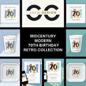 Retro 70e verjaardag Midcentury Modern Blauw Kaart