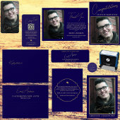 Modern Blauw & Goud Afstuderen Foto Afstuderen Man T-shirt