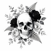 Gothic Schedel & Rozen Halloween Kaart