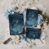Midnight Constellation Floral Wedding Kaart