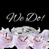 Bruiloft Witte Orchideeën op zwart-foto-QR code- All In One Uitnodiging