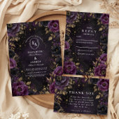 Midnight Paarse Galaxy Gothic Wedding Kaart