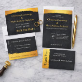 Midnight Gold Wedding Save The Date