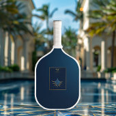 Luxury Navy Blue & Gold Lattice Monogram Pickleball Paddle
