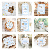 Melk en koekjes Blauw 1e verjaardagsfeestje Foto Kaart