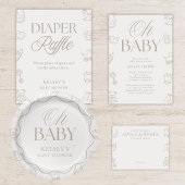Beige baby shower fleservice drankmenu bord poster