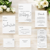 Elegante kalligrafie zwart-wit eenvoudige bruiloft kaart