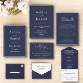 Elegante Chic Navy Blue White formele bruiloft Save The Date