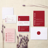 Minimale Romantische Rood & Wit Moderne bruiloft Kaart (Personaliseer de collectie van deze zelfstandige maker.)