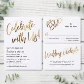 Modern Handwriting Gold Wedding Kaart (Personaliseer de collectie van deze zelfstandige maker.)